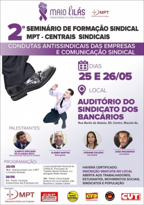 MPT e Centrais realizarão Seminário sobre “Condutas Antissindicais das Empresas e Comunicação Sindical