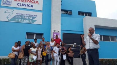 Sateal apoia protesto por seis meses de salários atrasados no Hospital Santa Rita de Cássia