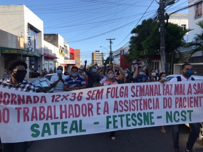 Trabalhadores fazem ato contra jornada 12x36h sem folga na Santa Casa de Maceió